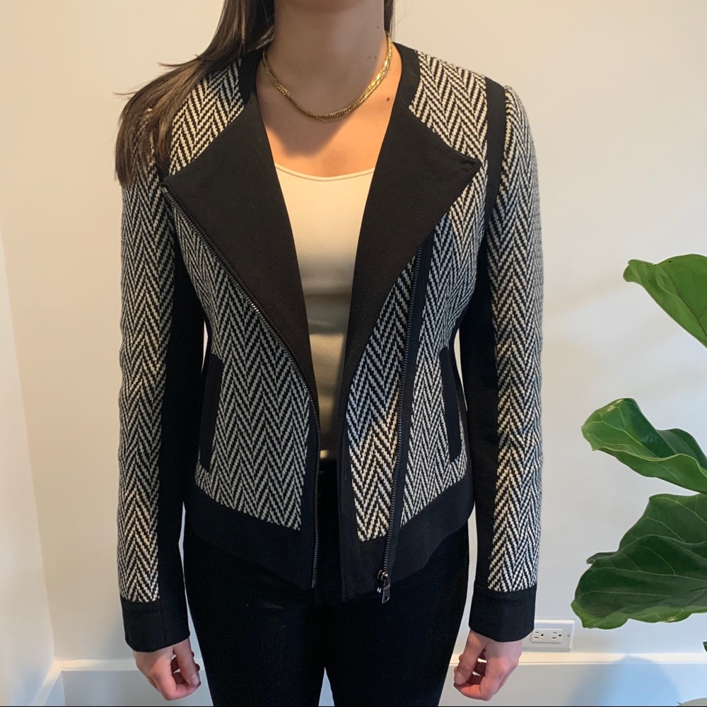 Ann Taylor Patterned Moto-Jacket - Size 8